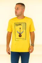 Camiseta Slim Thoux 100% Algodão Estampa Music Violão Masculina