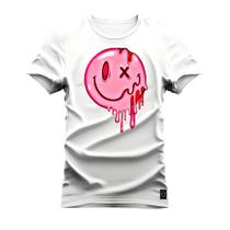 Camiseta Smile Chiclete Plus Size Gola Redonda Estampada Varias Cores