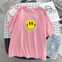 Camiseta Smile Emoji Feliz Streetwear 100% Algodão Masculino e Feminino Camiseta Smile Emoji Feliz Streetwear 100% Algodão Masculino e Feminino