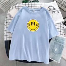 Camiseta Smile Emoji Feliz Streetwear 100% Algodão Masculino e Feminino Camiseta Smile Emoji Feliz Streetwear 100% Algodão Masculino e Feminino