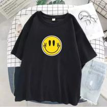 Camiseta Smile Emoji Feliz Streetwear 100% Algodão Masculino e Feminino Camiseta Smile Emoji Feliz Streetwear 100% Algodão Masculino e Feminino