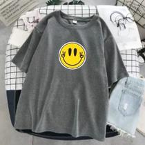 Camiseta Smile Emoji Feliz Streetwear 100% Algodão Masculino e Feminino Camiseta Smile Emoji Feliz Streetwear 100% Algodão Masculino e Feminino