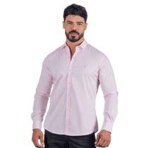 Camiseta Social Manga Longa Masculina Rosa Bebê
