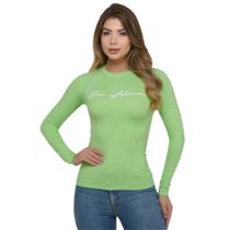 Camiseta Solar Feminina Ox Horns UV Verde Pistache 7519 Camiseta Solar Feminina Ox Horns UV Verde Pistache 7519