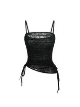 Camiseta SOLY HUX de renda franzida com cordão, sem mangas, feminina, cinza