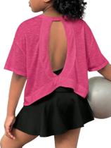 Camiseta SOLY HUX feminina de treino de costas abertas de manga curta 9Y