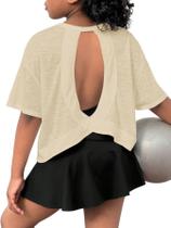 Camiseta SOLY HUX feminina de treino de costas abertas de manga curta 9Y