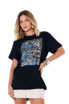 Camiseta Sommer Estampada Aplicação Preto