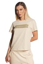 Camiseta Sommer Estampada Com Aplicação Bege