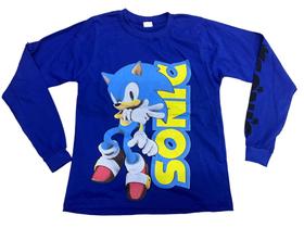 Camiseta Sonic Blusa de Frio Manga Longa Infantil Game Jogo Maj660 BM