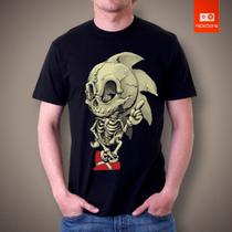 Camiseta Sonic Esqueleto Sega Video Game Retro 100% Algodão