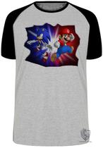 Camiseta Sonic Mário Blusa Plus Size extra grande adulto ou infantil Camiseta Sonic Mário Blusa Plus Size extra grande adulto ou infantil