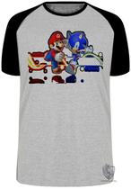 Camiseta Sonic Mário II Blusa Plus Size extra grande adulto ou infantil Camiseta Sonic Mário II Blusa Plus Size extra grande adulto ou infantil