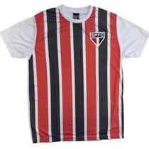 Camiseta SPR São Paulo Listrada Masculino - Branco e Vermelho