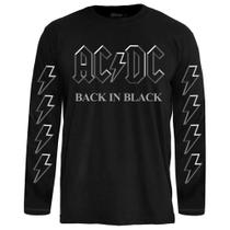 Camiseta Stamp Manga Longa AC/DC Unissex Estampa Oficial Rock Clássico 100 Algodão