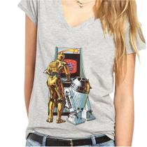 Camiseta Star Wars C3po R2d2 Fliperama 100% Algodão Camisa Camiseta Star Wars C3po R2d2 Fliperama 100% Algodão Camisa