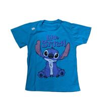 Camiseta Stitch Lilo Blusa Infantil Desenho Rosa Azul Maj1135 Maj1136