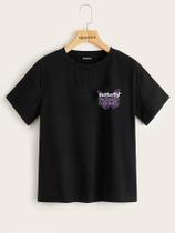 Camiseta Street Wear Preta Estampa butterfly 100% Algodão Linha Premium Camiseta Street Wear Preta Estampa butterfly 100% Algodão Linha Premium