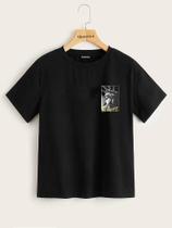 Camiseta Street Wear Preta Estampa Happy 100% Algodão Linha Premium Camiseta Street Wear Preta Estampa Happy 100% Algodão Linha Premium