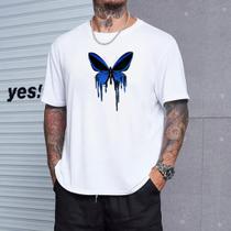 Camiseta StreetWear 100 % Algodão Borboleta Azul Lançamento Envio Imediato