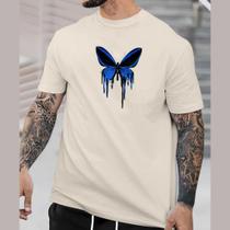 Camiseta StreetWear 100 % Algodão Borboleta Azul Lançamento Envio Imediato