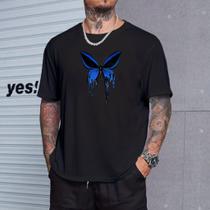 Camiseta StreetWear 100 % Algodão Borboleta Azul Lançamento Envio Imediato