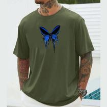 Camiseta StreetWear 100 % Algodão Borboleta Azul Lançamento Envio Imediato