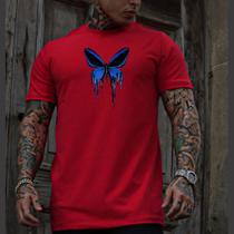 Camiseta StreetWear 100 % Algodão Borboleta Azul Lançamento Envio Imediato