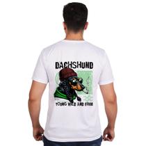 Camiseta Streetwear 100% Algodão Estampa Cachorro Dachshund Produto Original