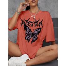 Camiseta Streetwear Oversized Feminina Ombro Caido Life Style Sport Academia Fitness Estampada Des