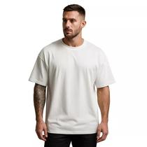 Camiseta Streetwear Oversized Lisa Masculina Solta, Leve e Moderna - Branca