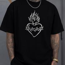 Camiseta Streetwear Oversized Masculina heart fire