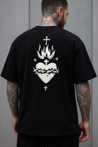 Camiseta Streetwear Oversized Masculina heart fire