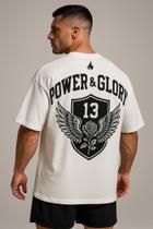 Camiseta Streetwear Oversized Masculina power glory branca