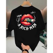 Camiseta Streetwear Unissex 100% Algodão Masculina e Feminina Estampada I Am Rich Man Camisa Premium Camiseta Streetwear Unissex 100% Algodão Masculina e Feminina Estampada I Am Rich Man Camisa Premium