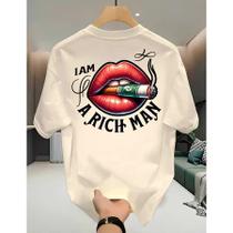 Camiseta Streetwear Unissex 100% Algodão Masculina e Feminina Estampada I Am Rich Man Camisa Premium Camiseta Streetwear Unissex 100% Algodão Masculina e Feminina Estampada I Am Rich Man Camisa Premium