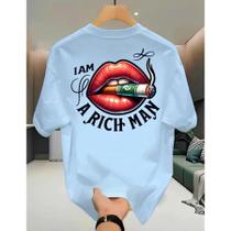 Camiseta Streetwear Unissex 100% Algodão Masculina e Feminina Estampada I Am Rich Man Camisa Premium Camiseta Streetwear Unissex 100% Algodão Masculina e Feminina Estampada I Am Rich Man Camisa Premium