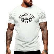 Camiseta Strenght Peso Bodybuilder Manga Curta Gola Redonda Shopping Academia Lazer 100% Algodão - CMR Confecções