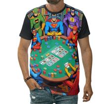 Camiseta Super-heróis Jogando Pôquer Baralho Cartas Arte Camiseta Super-heróis Jogando Pôquer Baralho Cartas Arte