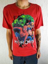 Camiseta Super Heróis Vingadores 100% Algodão Gola Careca Vermelha