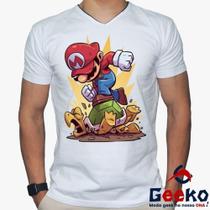 Camiseta Super Mario 100% Algodão Mario Bros Geeko