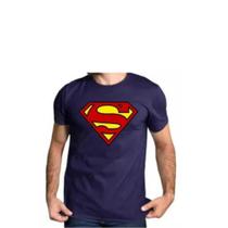 Camiseta Superman Camisa De Rock Algodão Azul Marinho