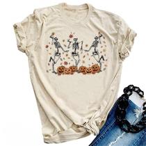 Camiseta SurbePo Halloween Pumpkin Fall Graphic Camiseta bege M Camiseta SurbePo Halloween Pumpkin Fall Graphic Camiseta bege M