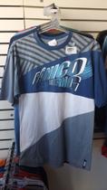 Camiseta surfista azul e cinza pânico