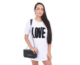 Camiseta Swag Vestido Algodão Dgn Branca love Camiseta Swag Vestido Algodão Dgn Branca love