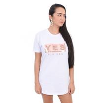 Camiseta Swag Vestido Algodão Dgn Branca Yes You Can