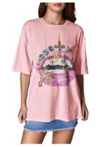 Camiseta SweatyRocks Y2K com estampa labial de gola redonda para mulheres grandes