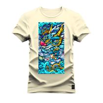 Camiseta T-Shirt 100% Algodão Estampada Durável Dragon Blue