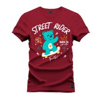 Camiseta T-Shirt 100% Algodão Estampada Durável Stret Rider Urso