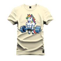 Camiseta T-Shirt 100% Algodão Estampada Durável Unicornio Maromba